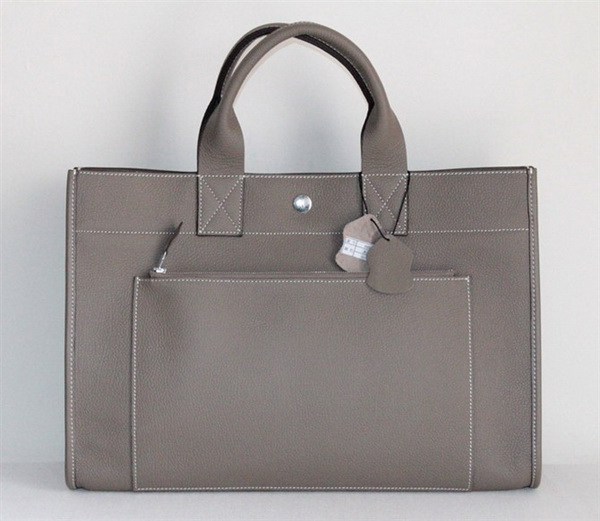 Replica Hermes Cowhide Cabag Weekender Bag Grey 6008 On Sale